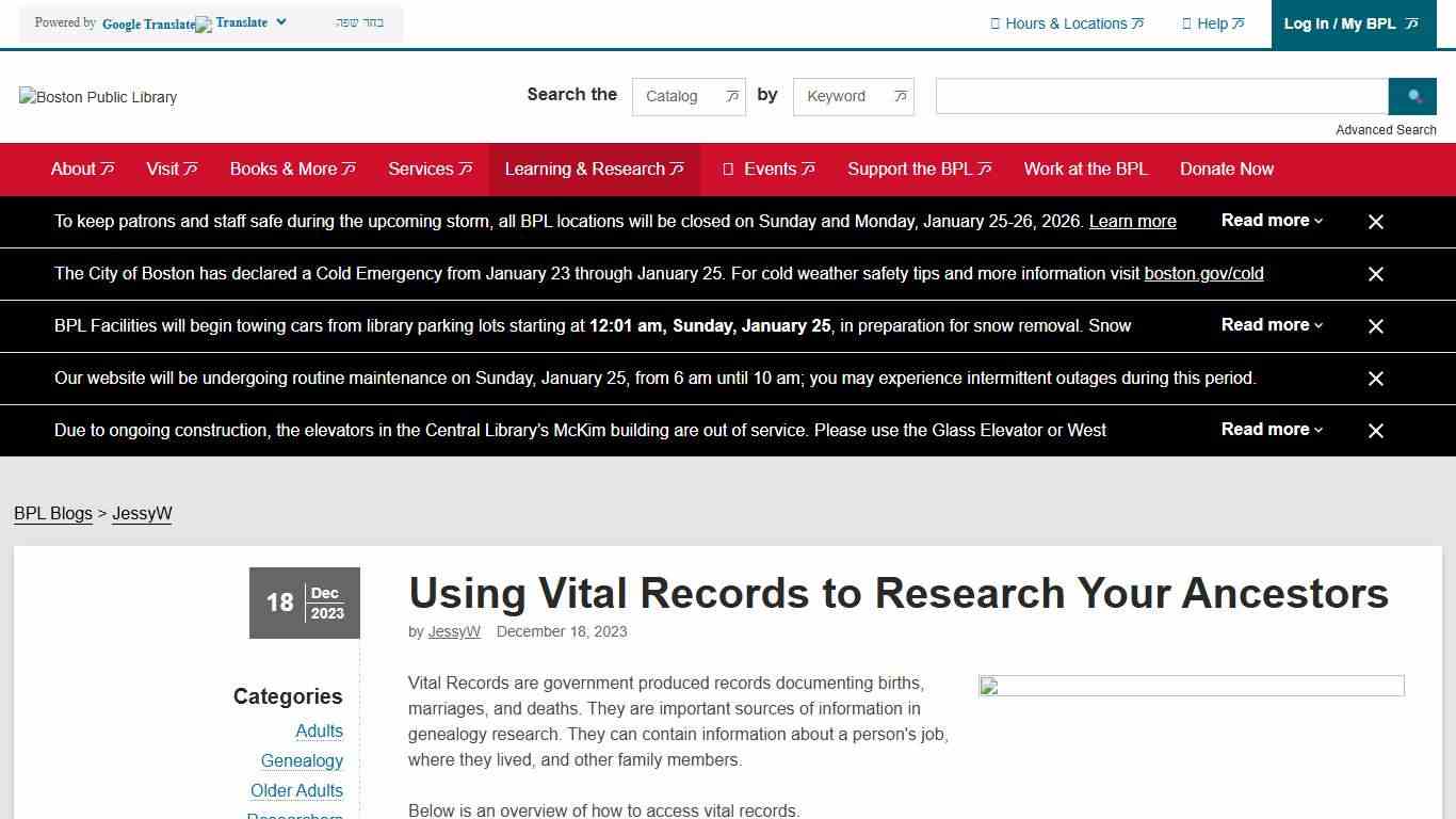 Using Vital Records to Research Your Ancestors Boston Public Library