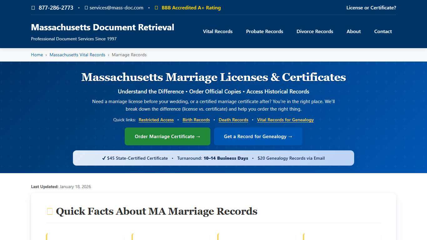 MA Marriage Certificate & License Get Records
